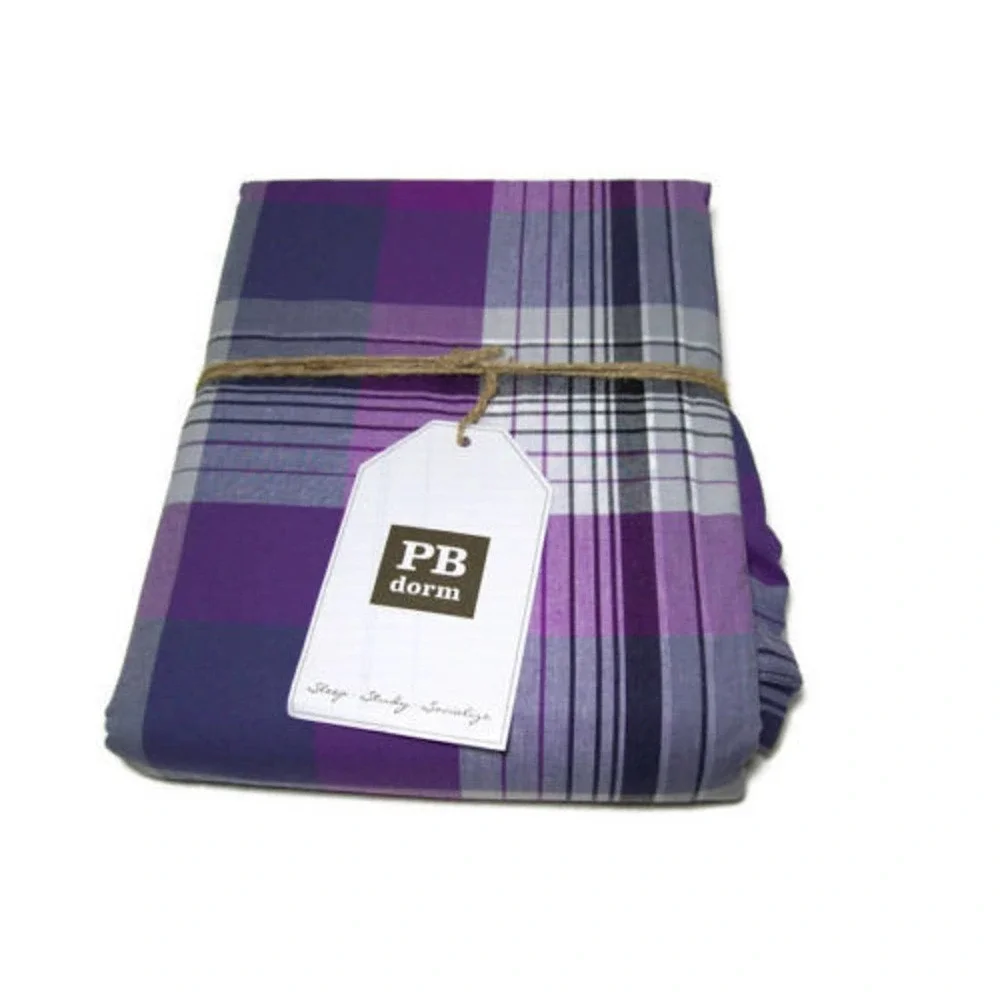 Pottery Barn PRESCOTT PLAID Duvet/Comforter Cover Twin/Twin XL Navy/Purple Nip